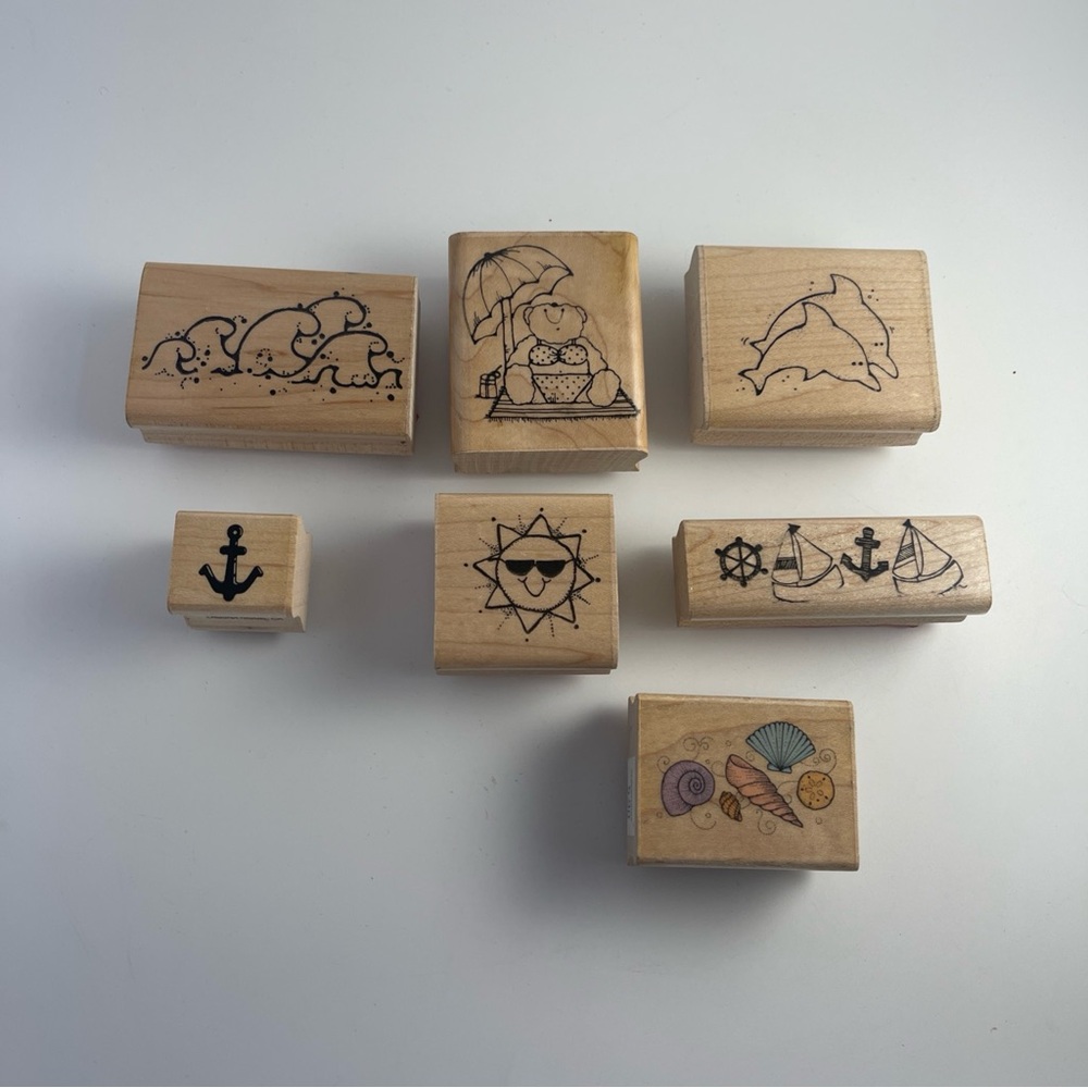 Nautical beach Theme Rubber Stamps Set of 7